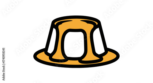 Honey dripping from a hat shaped object a sweet and delicious treat.