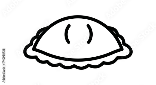 Simple pie illustration with a wavy crust and two curved lines.