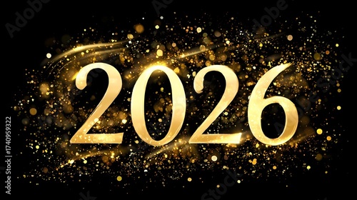 New year celebration with golden sparkle design for 2026 festivities and events