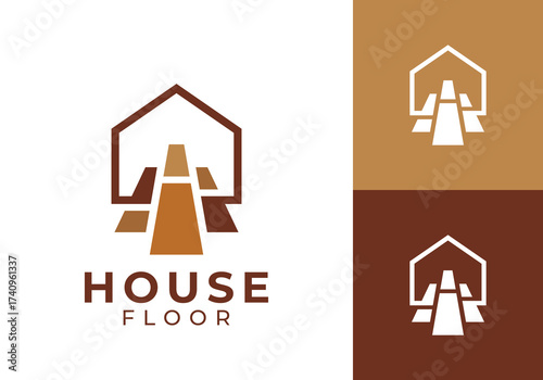 abstract wooden floor logo. repair and service home construction concept icon design	
