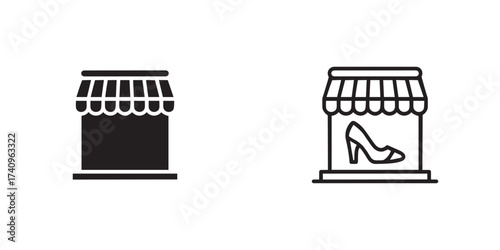Storefront Icons: Solid and Outline Shoe Shop