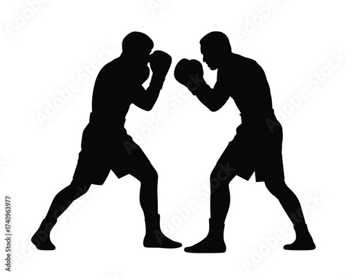 Dynamic boxing silhouette vector illustration scalable eps icon fighting sport graphic silhouette vector illustration white background