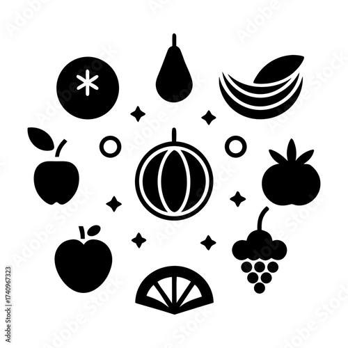 Wallpaper Mural Fruit icons set Torontodigital.ca