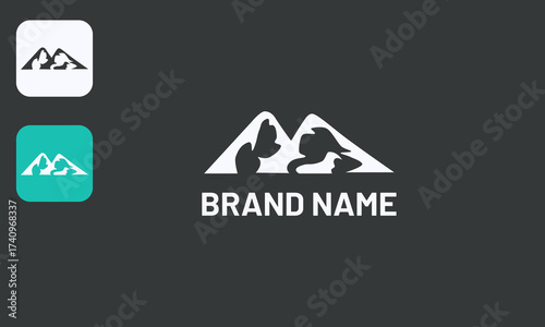 Elegant Mountain Symbol, Minimalist Range Logo, Nature Inspired Mark, White Vector Black Background