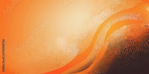 Abstract orange background with swirling lines and bright yellow light for a dynamic design illustration