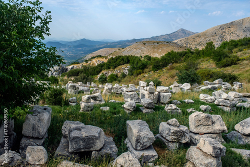 Mountain view from the ruins of the ancient city of Sagalassos in Aglasun district of Burdur province in Turkey.
