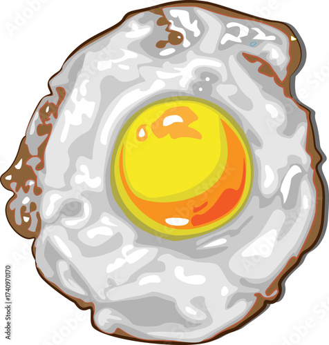Fried egg. flat delicious appetizing breakfast meal with eggs, healthy morning food. Vector isolated illustration.