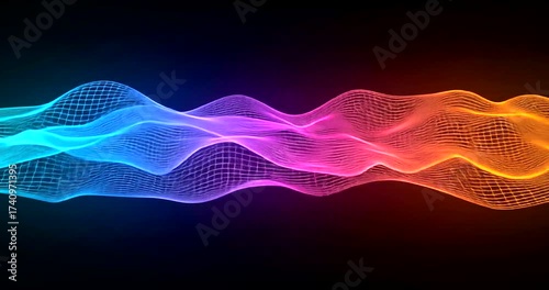 Vibrant abstract wave animation with seamless looping and dynamic colorful gradient, perfect for