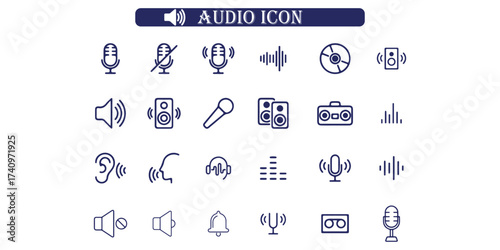 sound on off icons vector in line style . sound volume and mute icon. Volume allow and volume prohibit icon set. Sound and Mute. Volume icon set. EPS 