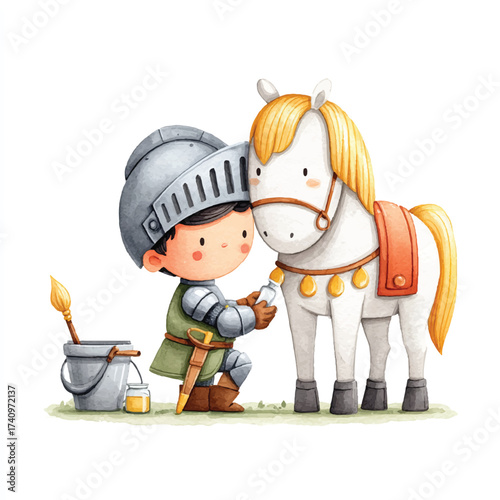 Knight and horse friendship bond, a heartwarming illustration of companionship.