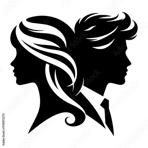Wallpaper Mural A woman's head and a man's head  in profile side-by-side Torontodigital.ca