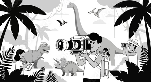 Children on a Prehistoric Dinosaur Photography Safari.