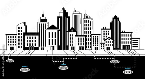 Cityscape with Underground Infrastructure - A Conceptual Illustration.