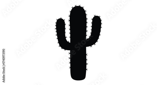 Black silhouette of a saguaro cactus with prickles a desert plant symbol for southwestern themes