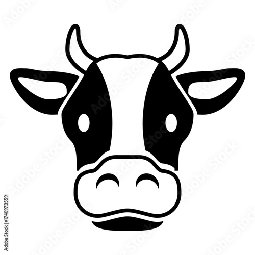 Logo granja productora de leche. Icono con cabeza de vaca