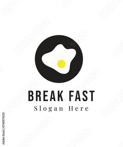Frying eggs logo, Creative omelette illustration logo design, breakfast logo inspiration, restaurant logo design vector