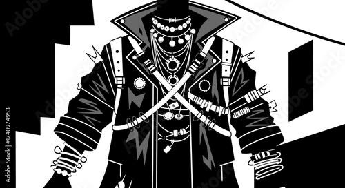 Mysterious manga character in a dark coat and top hat.