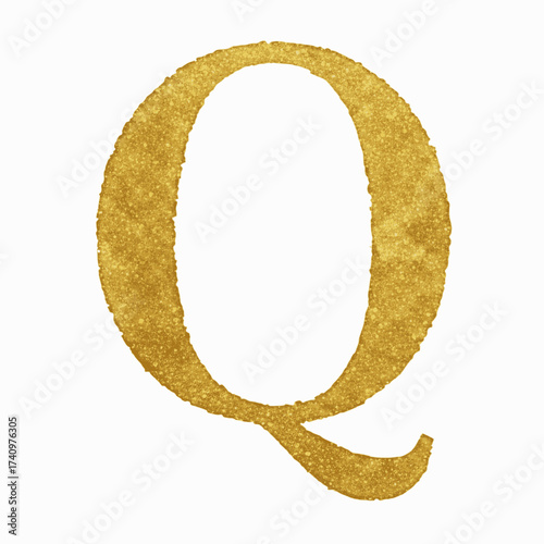 Verdant Gold Golden English letters Q isolated watercolor vector illustration svg