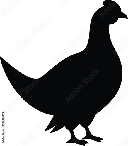 Flying Grouse Silhouette Over Open Sky