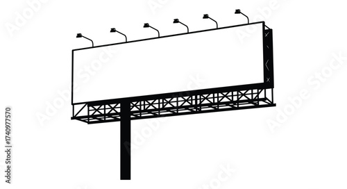 Blank billboard structure for outdoor advertising and marketing displays with spotlights