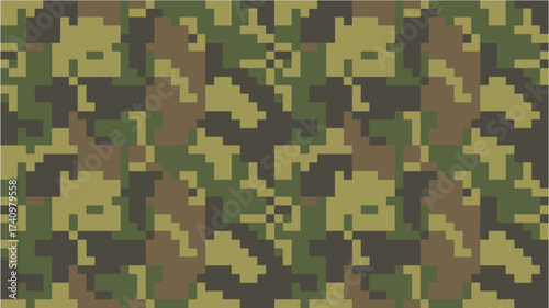 Seamless Military Digital Pattern. Pixel camouflage background for tactical use.