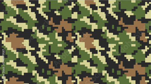 Army Pixel Camouflage. Digital pattern for fabric, textile, and combat gear design.