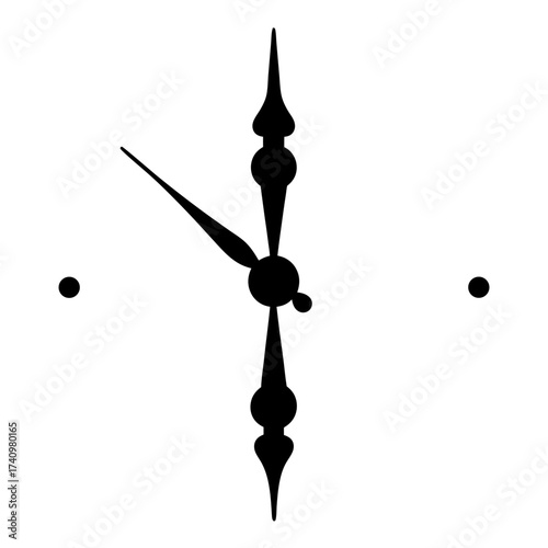Clock hands showing an ambiguous time, isolated on a white background illustration