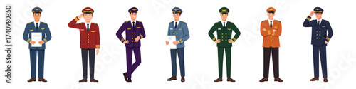 Diverse Illustrations of Uniformed Professionals A Variety of Occupations Represented