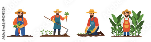 Farmer Planting Vegetables Organic Harvest