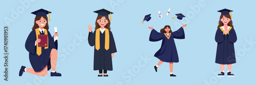 Graduation Day Celebrating Achievements with Caps, Gowns, and Diplomas
