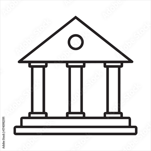 bank icon outline vector illustration on transparent background