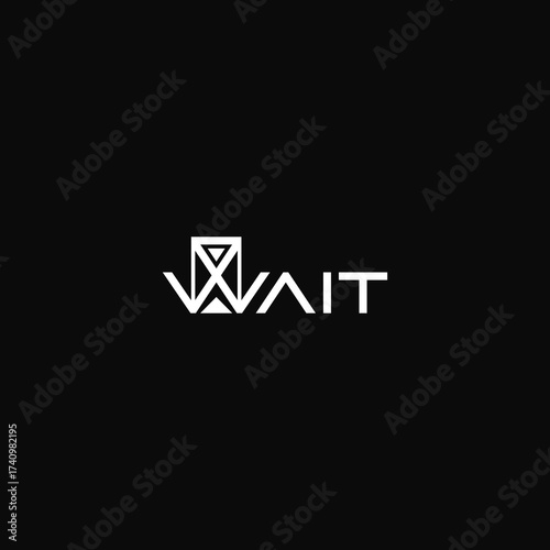 Wait time text logo design.