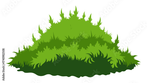 Green bushy grass illustration on white background