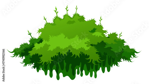 Stylized green bush with dripping bottom and sprouting tips