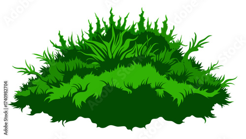 Stylized illustration of a dense green grass clump on a white background