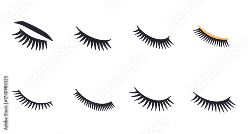 Elegant eyelash designs set on white background