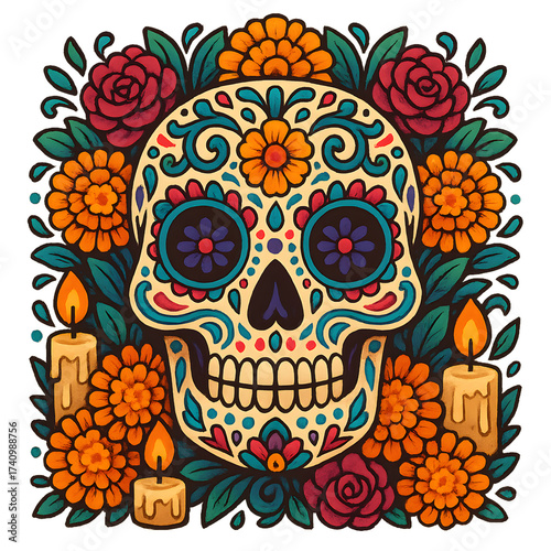 mexico death day horror illustration