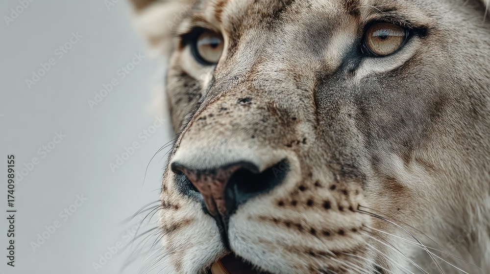 Obraz premium Intimate portrait capturing the raw intensity in a lioness's gaze