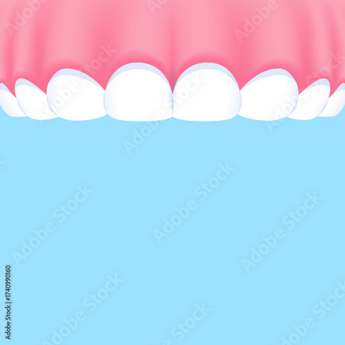 Upper teeth (Gummy Smile) - Text box banner (square) illustration vector design. Dental care concept.