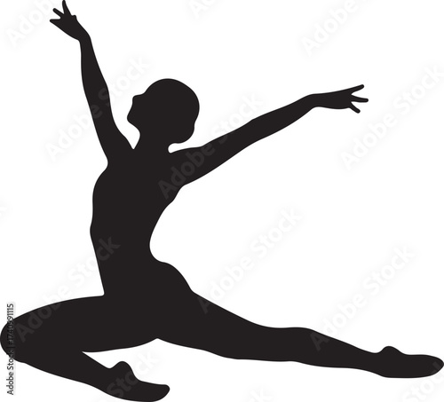 silhouette of a women Looks like a dancer or gymnast.