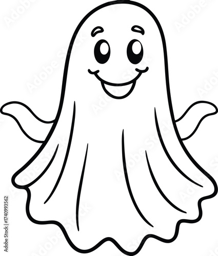 Cute cartoon ghost character with big eyes and a happy smile a friendly apparition for halloween celebrations and children s designs