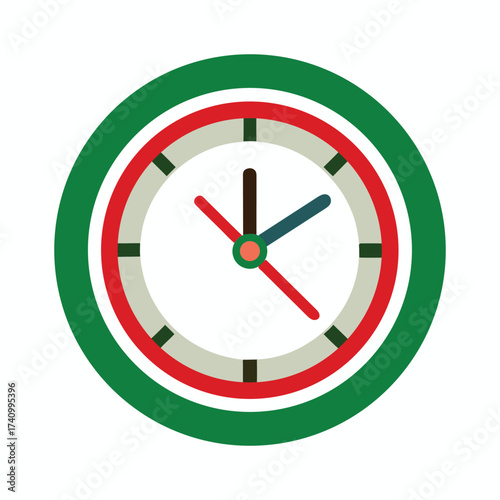 Colourful Analogue Wall Clock Icon – Flat Design Illustration