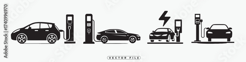 Electric vehicles charging at stations a sustainable transportation infrastructure scene