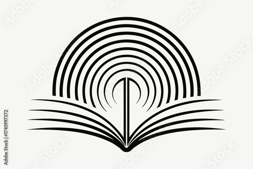 Audible open book silhouette radiant wave audio learning  