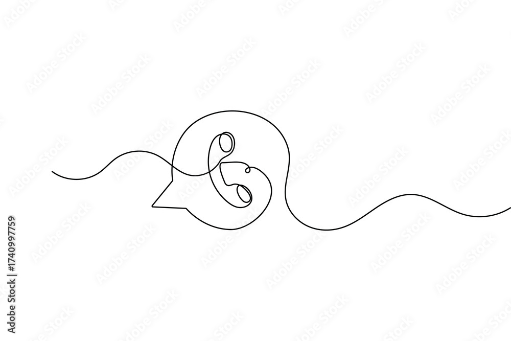 Obraz premium Call icon continuous one line drawing minimalist style isolated outline vector art 
