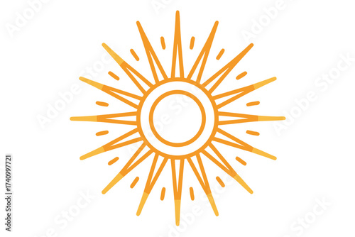 circular radiant sun with geometric hollow center design