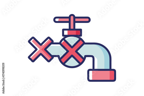 Faucet icon cross sign symbol turn off water supply