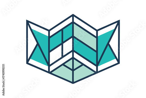 Folded map pin icon showing detailed location guidance