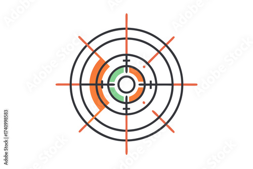 GPS crosshair icon with concentric circular line design