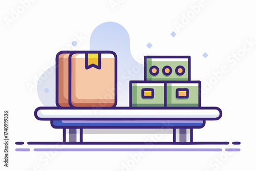 Parcel conveyor belt icon warehouse logistics minimalist design